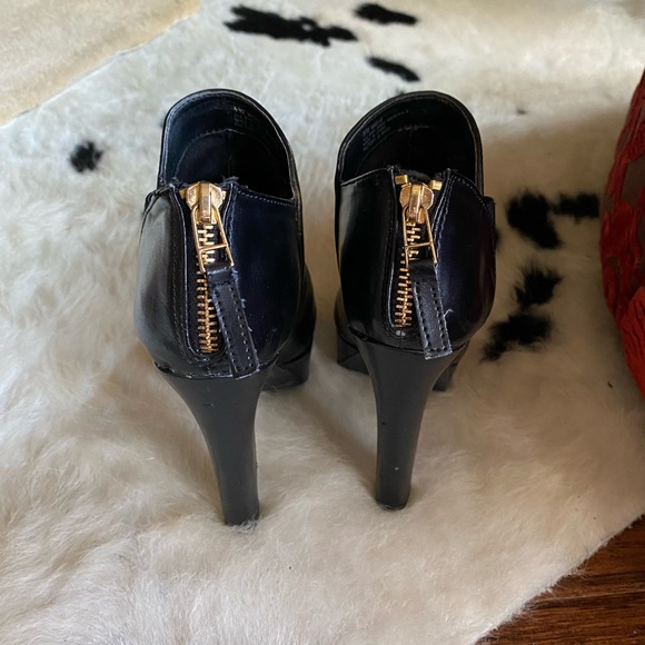 Stylish black high heel booties. Side zip, size 5 1/2. Worn 1 time. - Picture 2 of 5